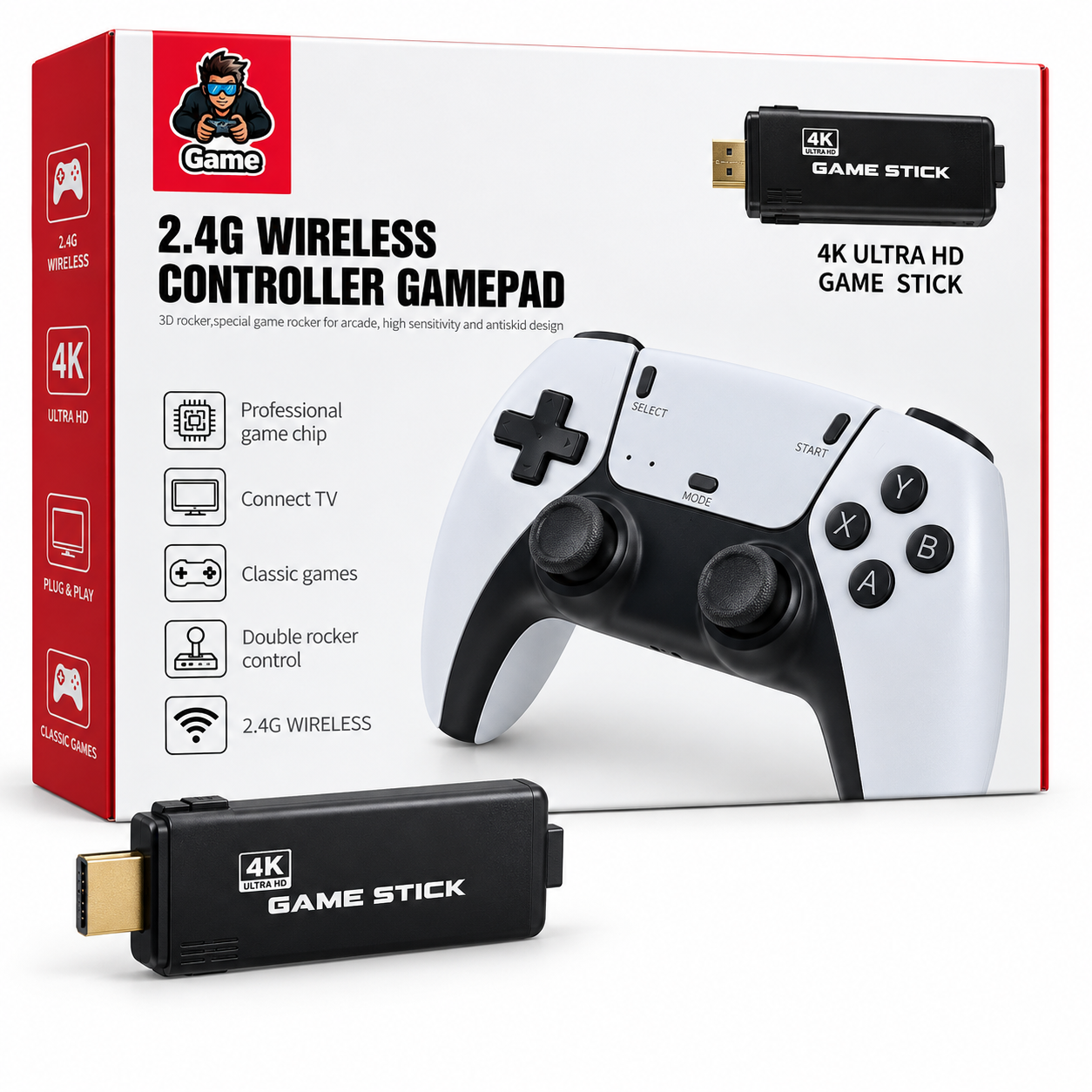 Consola Game Stick 4K Ultra HD con mandos inalámbricos